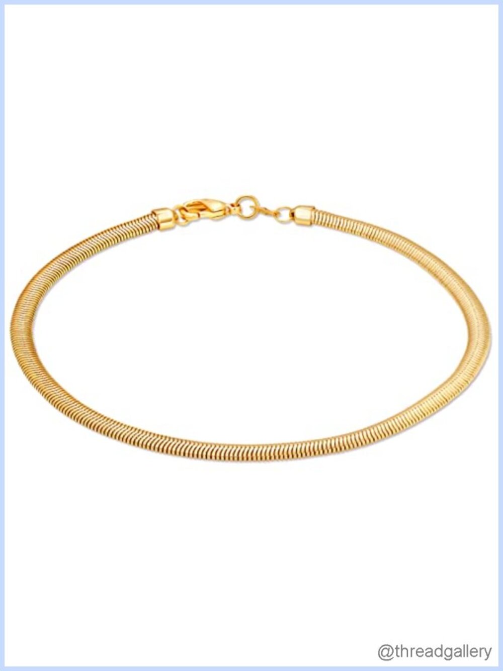 18K Gold Plated Herringbone Snake Chain Anklet 10 Inches Brazil